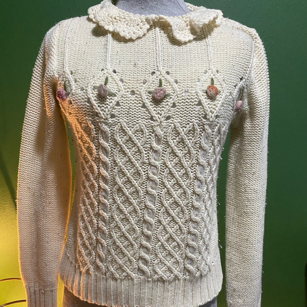 Cream Knit Vintage Cottagecore Sweater